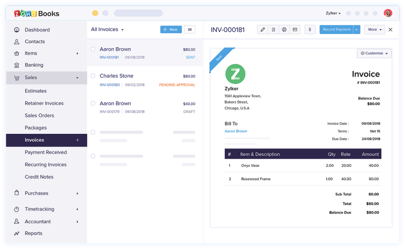 Zoho Accounting — Ideal for Retail Businesses