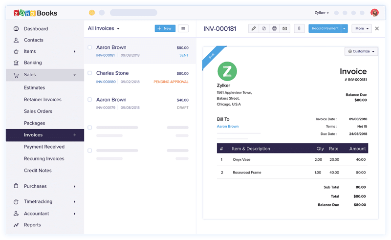 Zoho Accounting — Ideal for Retail Businesses