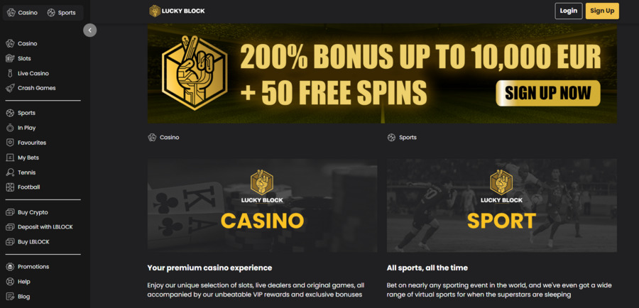 Lucky Block caters to both casino players and sports bettors.