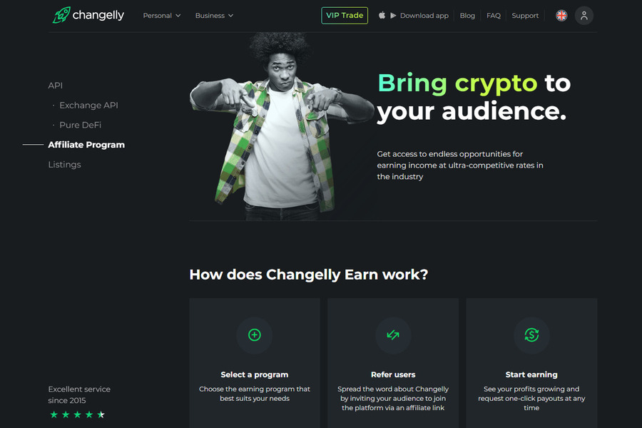 Changelly has several earning programs you can choose from. 