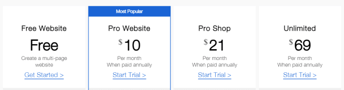 Ucraft website builder pricing