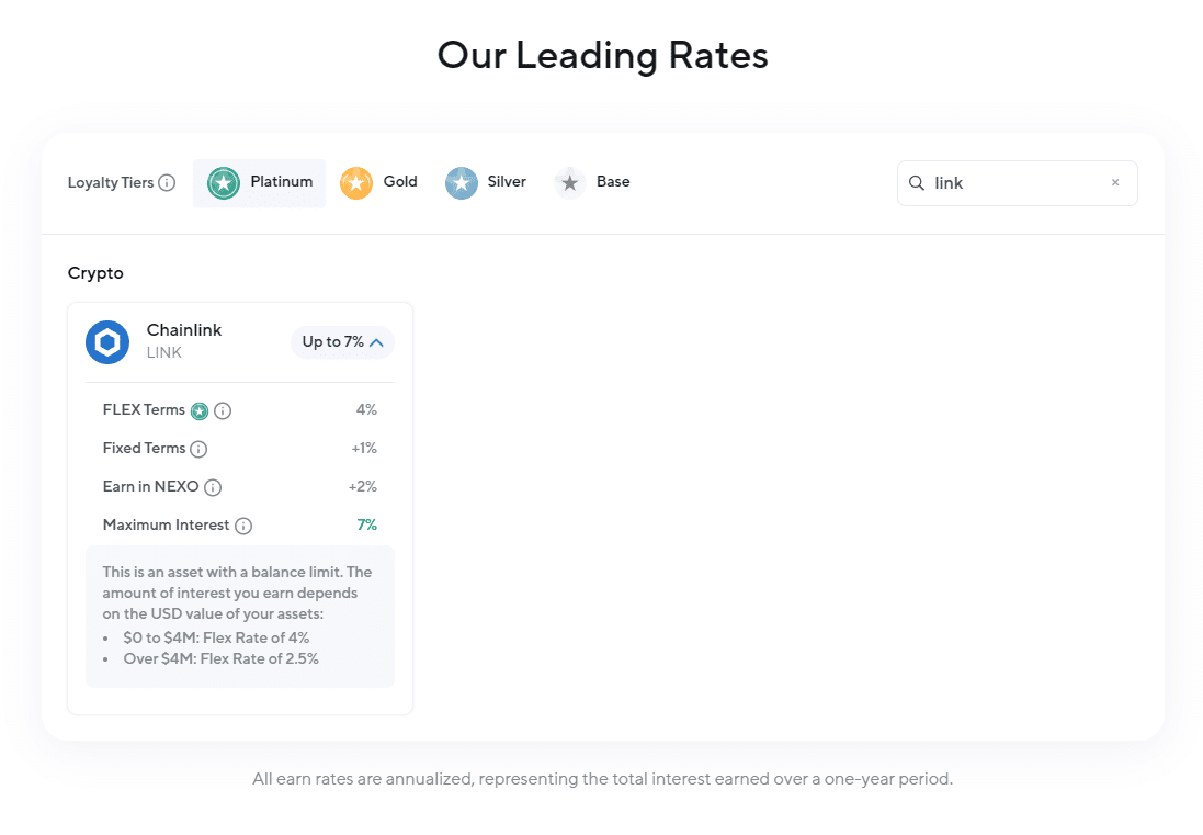 nexo staking page