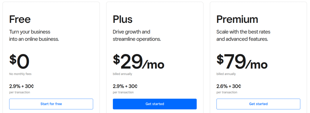 square online store pricing