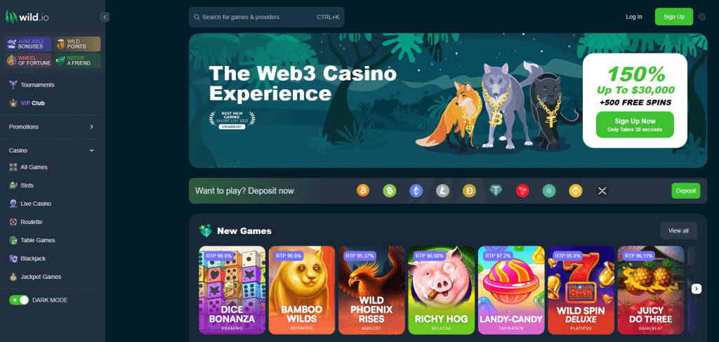 wild.io homepage