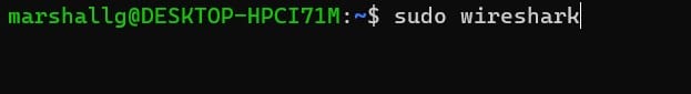 sudo wireshark command