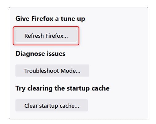 Refresh Firefox option