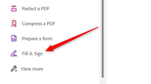 Fill & Sign option in Reader