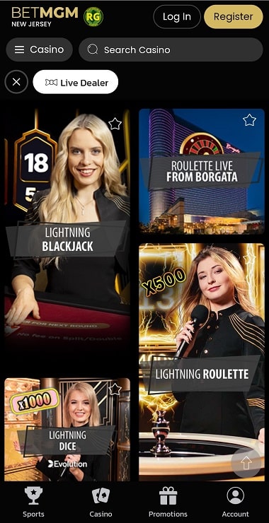 BetMGM Live Blackjack Mobile