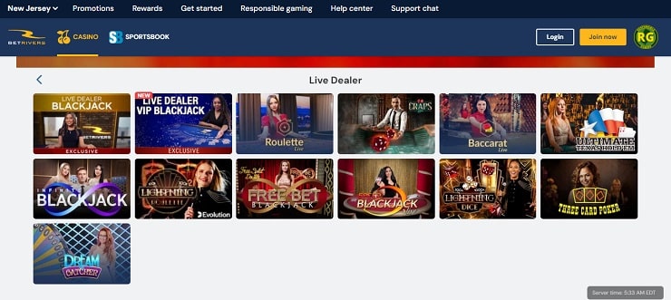 BetRivers Live Blackjack