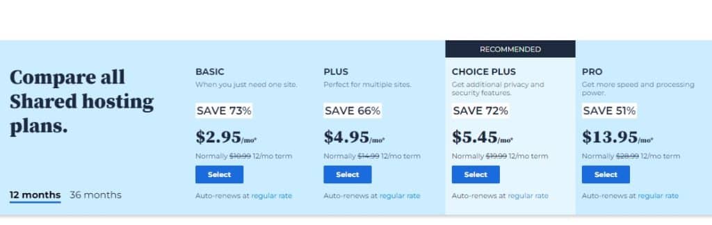 BlueHost Pricing