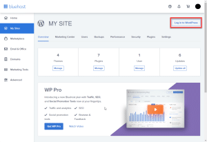 BlueHost dashboard