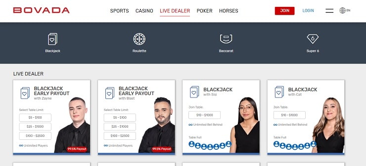 Bovada Live Casino