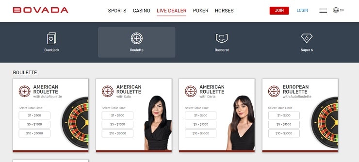Bovada Live Roulette