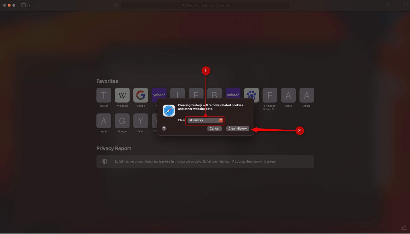 Clear browsing history Safari mac.