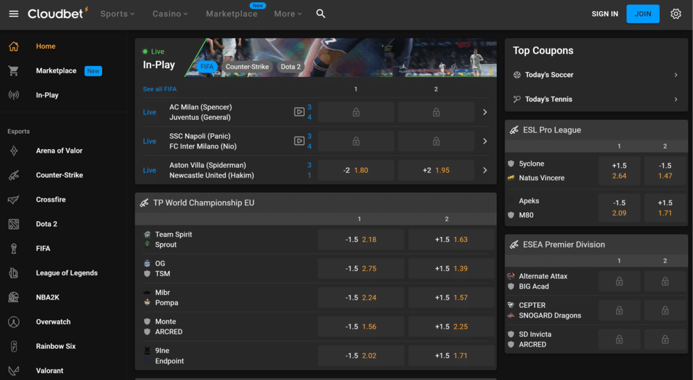 Cloudbet Esports Betting