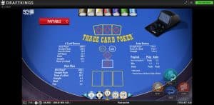 Three Card Poker game at DraftKings.