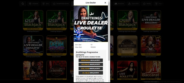 DraftKings Casino Live European Roulette