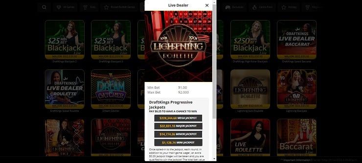 DraftKings Casino Live Lightning Roulette