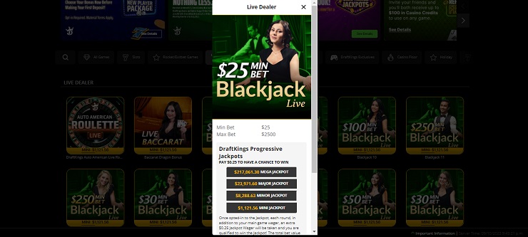 DraftKings Classic Live Blackjack