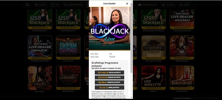 DraftKings Infinite Live Blackjack