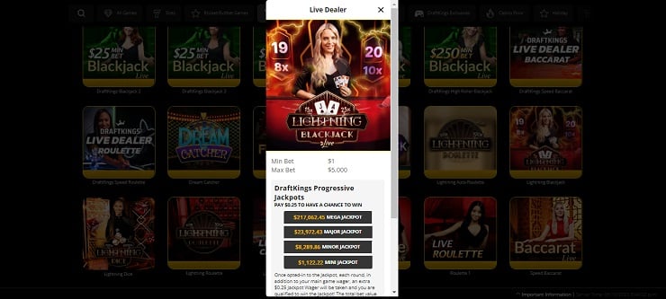 DraftKings Lightning Live Blackjack