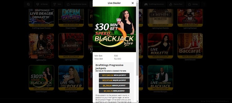 DraftKings Speed Live Blackjack