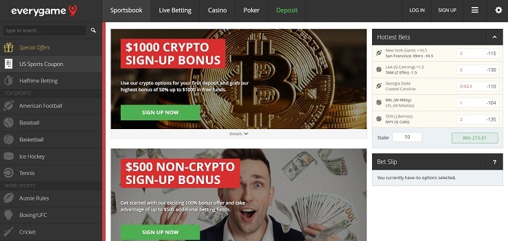 Everygame Sports - Best Sportsbook Bonuses NV