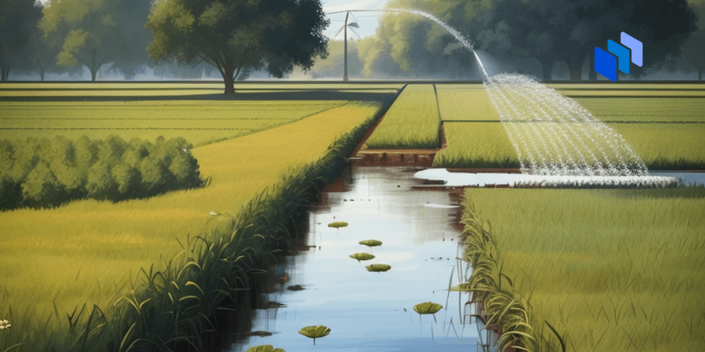 A field being watered autonomously