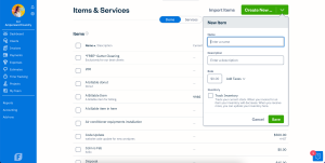 FreshBooks Inventory tracking