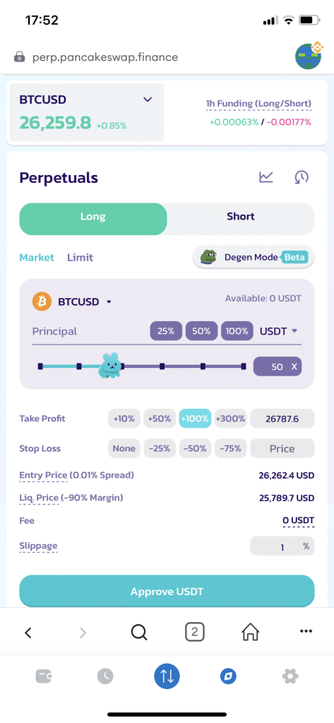 PancakeSwap interface