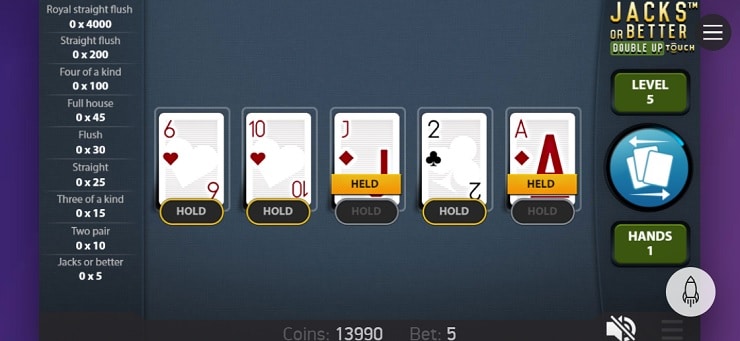 Jacks or Better Mobile Video Poker