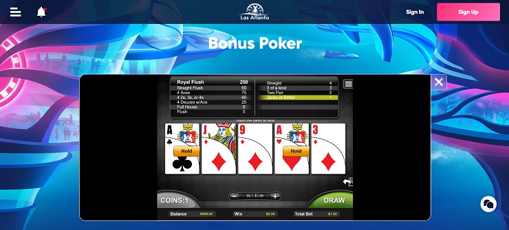 Las Atlantis Bonus Poker Hold