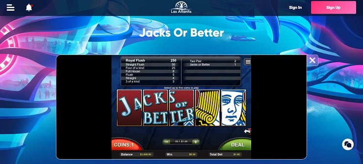 Las Atlantis Jacks or Better