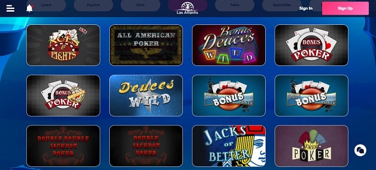 Las Atlantis Video Poker