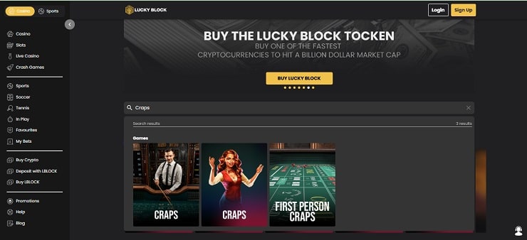 Lucky Block Craps