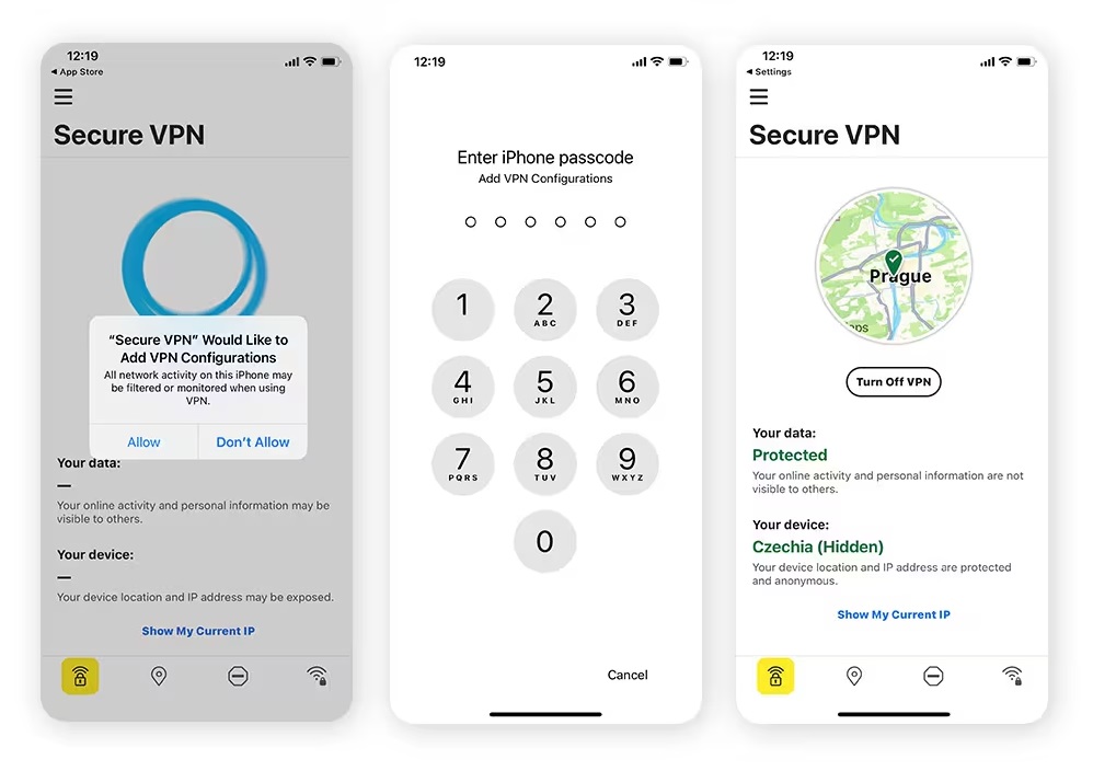 Norton VPN on iPhone