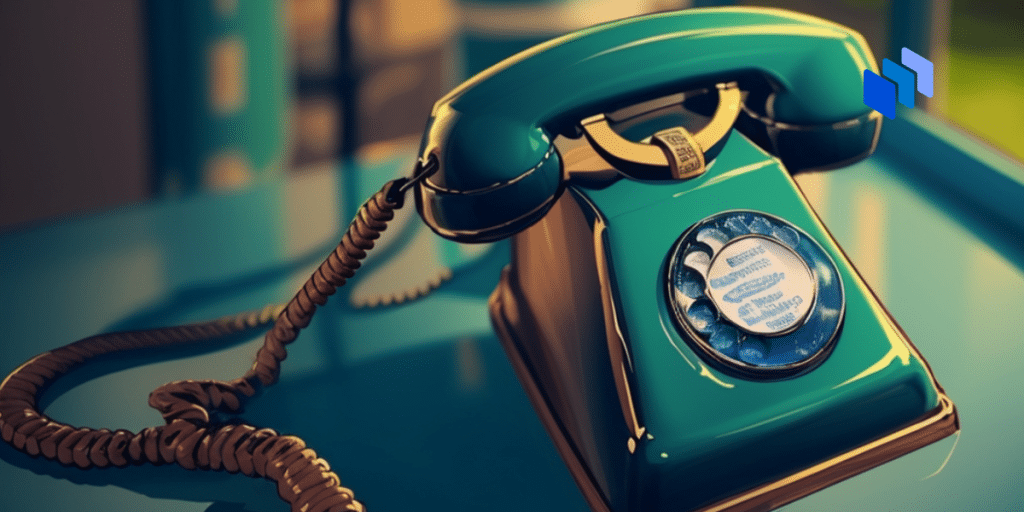 A telephone on a desk