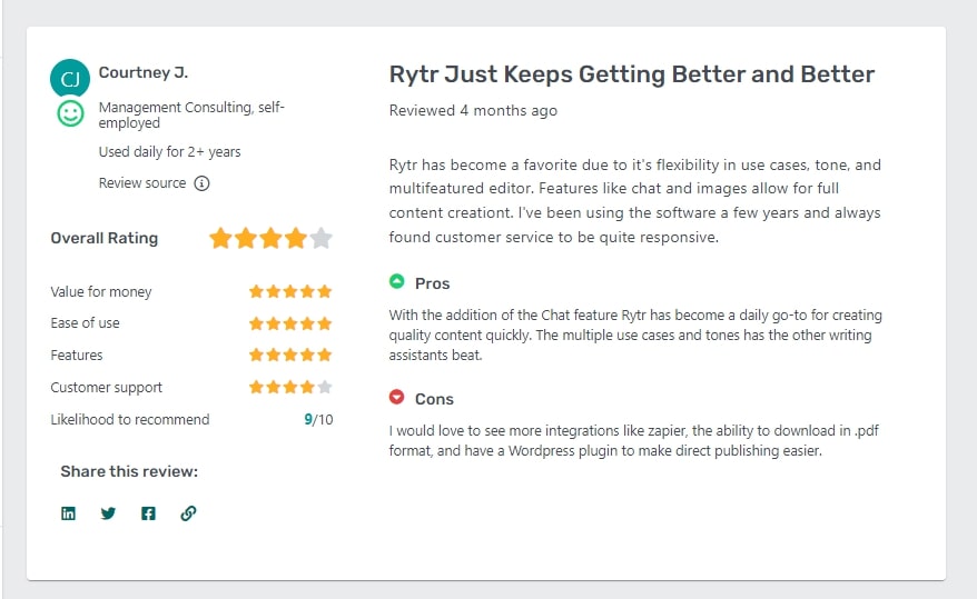 Rytr user review