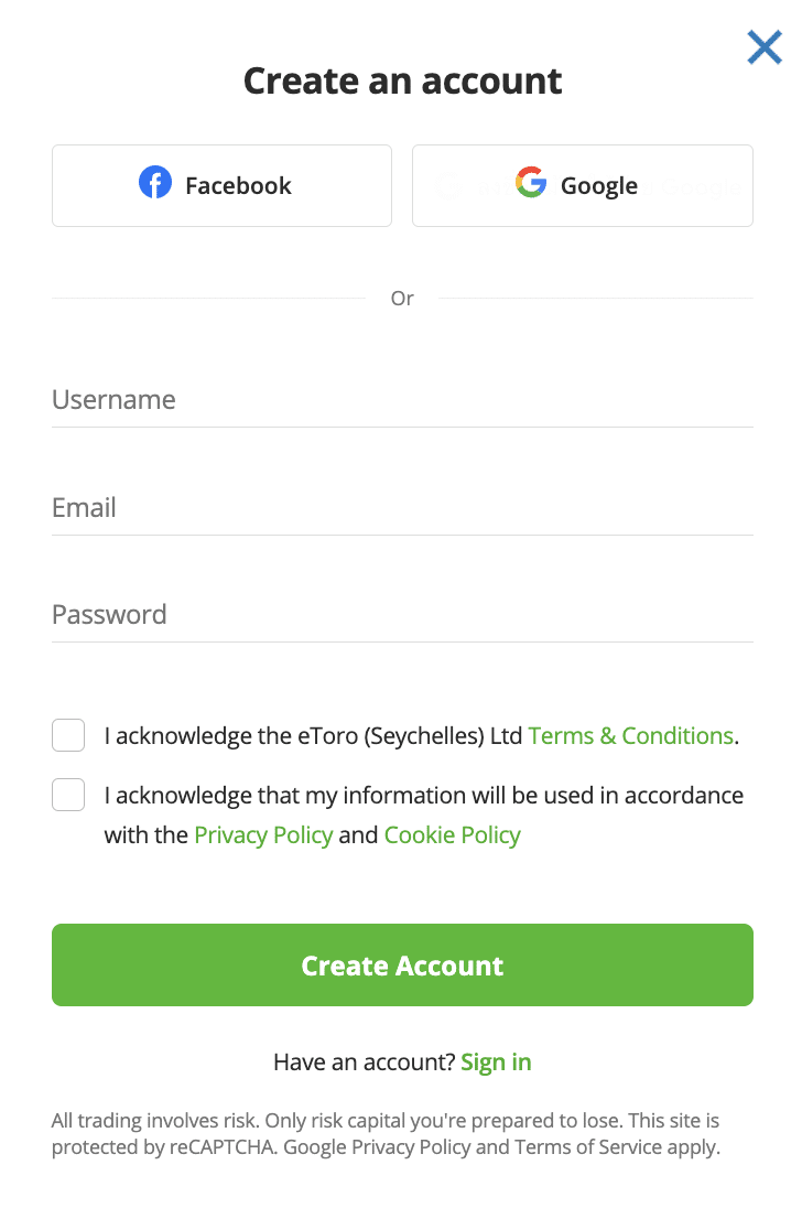 eToro registration 