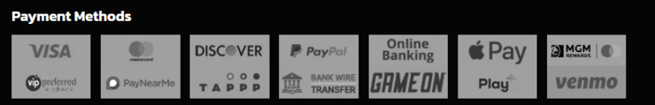 BetMGM payment method logos