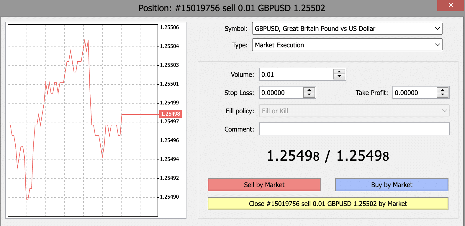 MT5 close a trade 