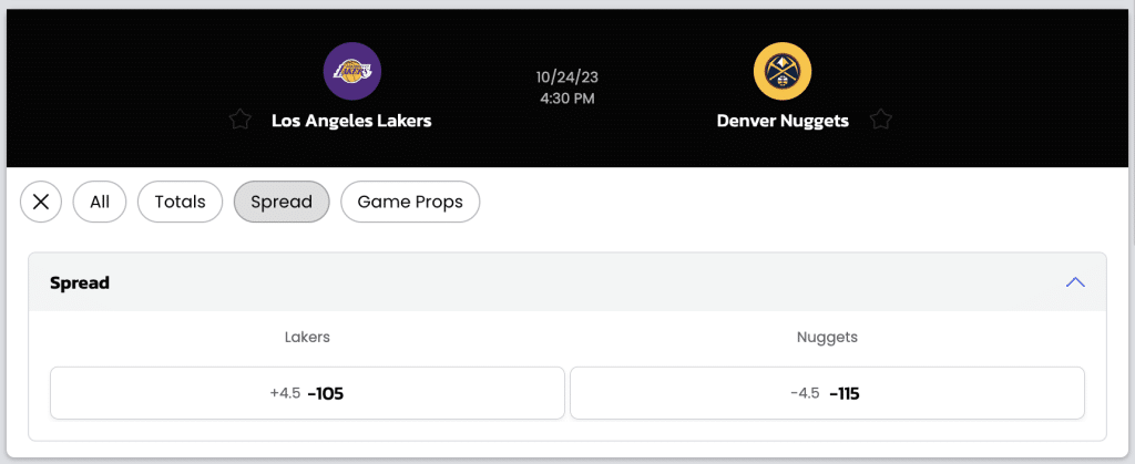 NBA buying points example BetMGM