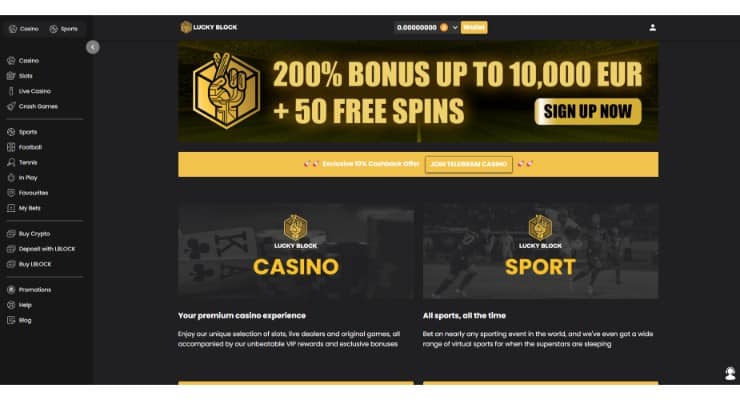 Lucky Block homepage