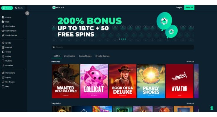 Mega Dice Homepage