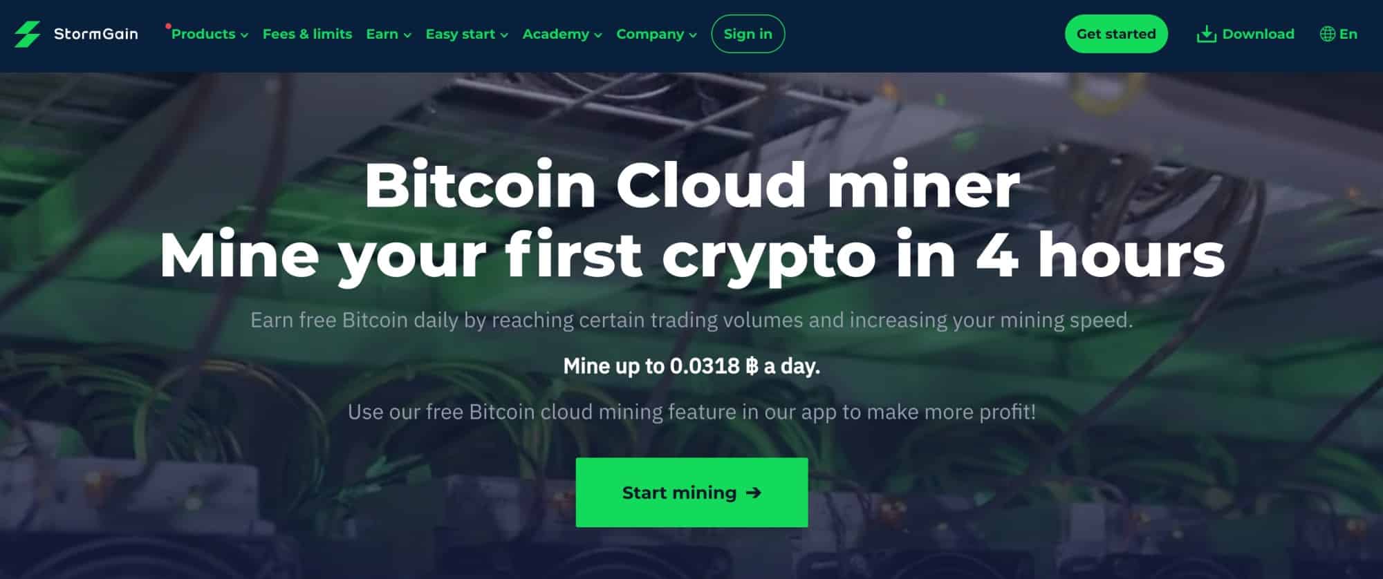 StormGain Bitcoin mining 