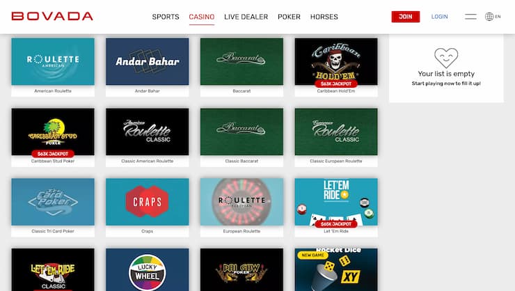 Bovada Baccarat Online