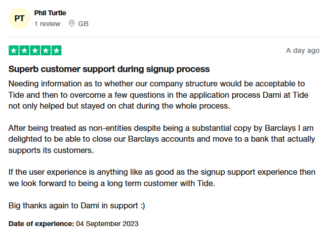 tide bank statement