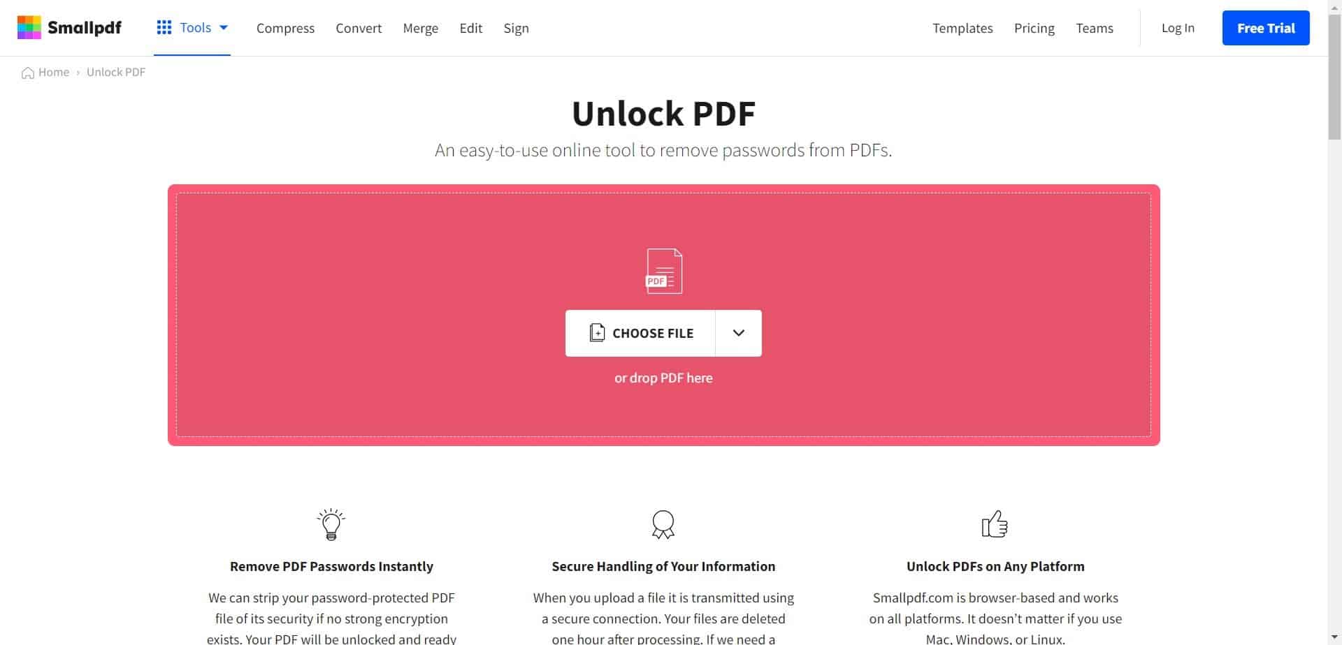 How To Unlock PDF page on Smallpdf