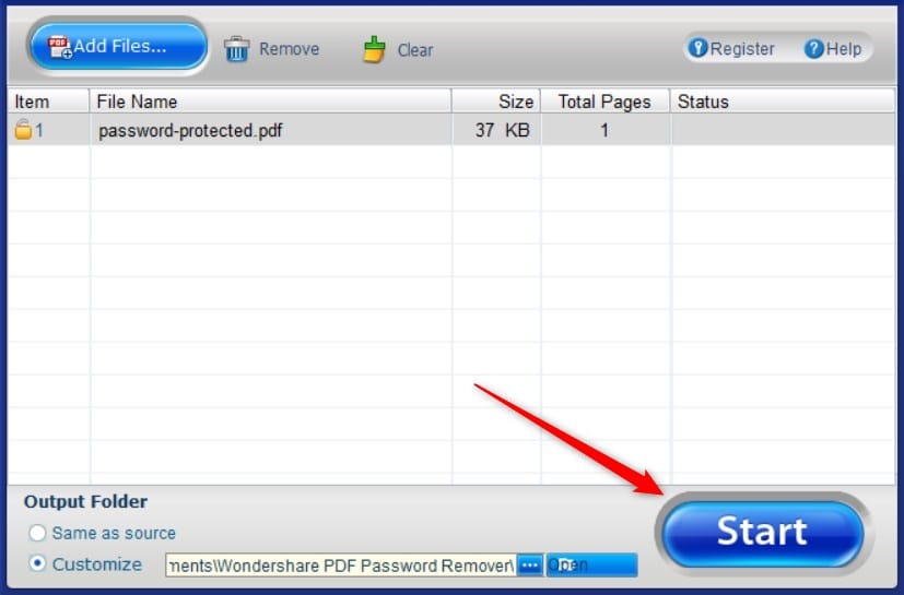 Screenshot: How to Unlock a PDF with Wondershare
