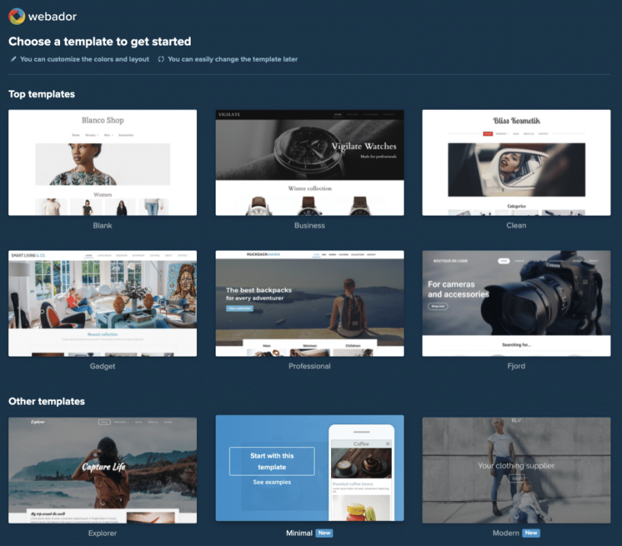 Webador Website Builder Templates